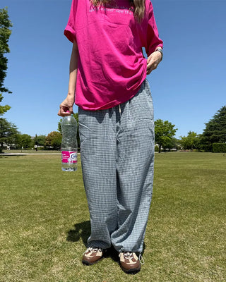 2-way hem check easy pants