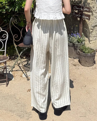 Striped Wide Wrinkle Easy Pants