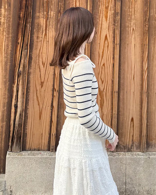 Striped off-shoulder knit