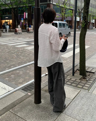 Checkered long-sleeved summer shirt