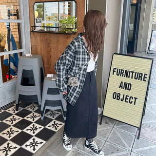 Checked loose-fit shirt