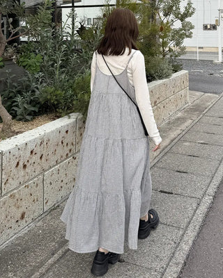 Checked Camisole Long Dress