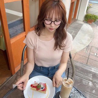 Asymmetrical Ribbon Short-Sleeve Knit
