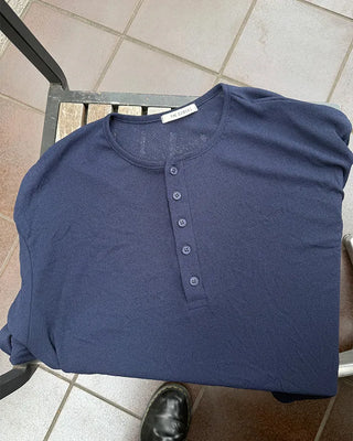 Henley neck summer long-sleeved knit