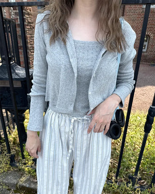 Perforated Sleeveless Cardigan Set