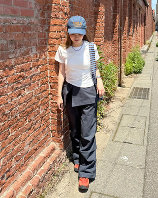 Unique pintuck semi-cropped French T-shirt