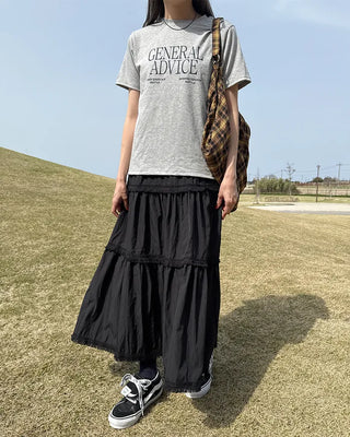 Tassel tiered long skirt