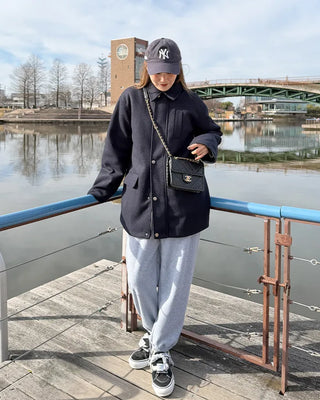 Fleece easy pants with pocket patch