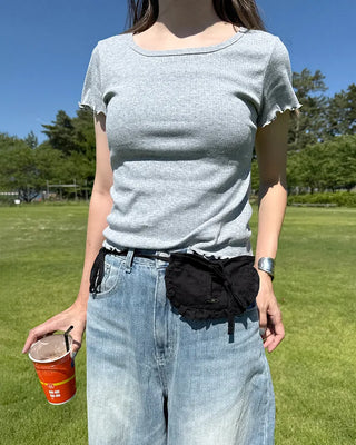Short-sleeved T-shirt with perforations