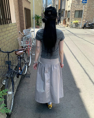Gray vintage denim long skirt