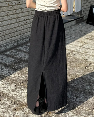 Embossed banding maxi skirt