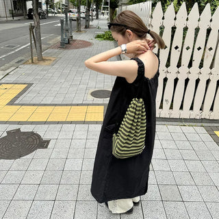 Bag set shirred nylon dress