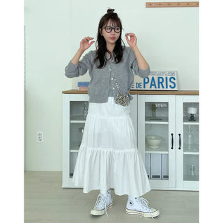 Frilled Can-Can Long Skirt