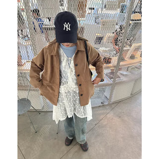 Suede mid-length coat