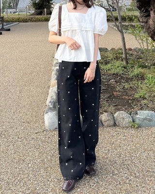 Square neck puff blouse