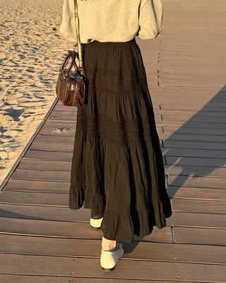 Lace tiered long skirt