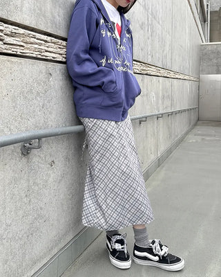 Checked long skirt