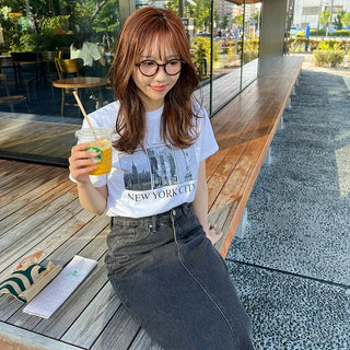 Denim long skirt