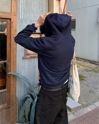 Standard fit hooded zip-up