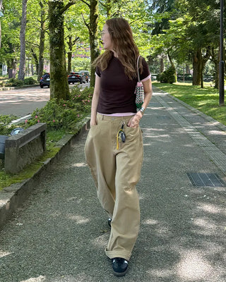 (Unisex) Wide Curved Cotton Pants