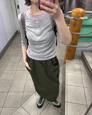 Side pocket nylon cargo skirt