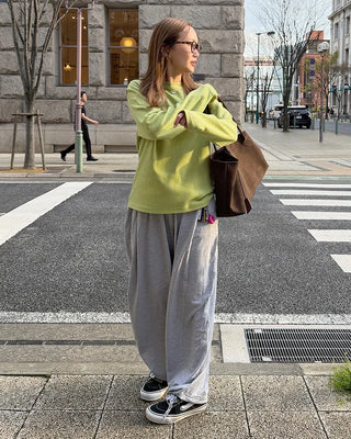 Round neck waffle long t-shirt
