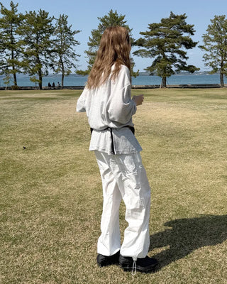 Center seam nylon parachute pants