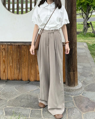 Belted wide-leg pants
