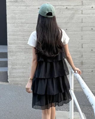 Can-can frill mini dress