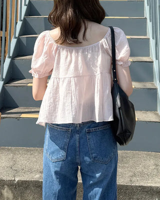 Ribbon string tiered blouse