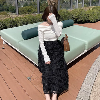 Ribbon Point Open Shoulder T-Shirt