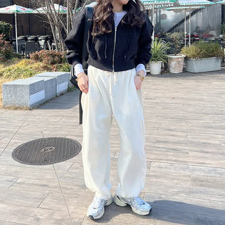 Basic Cropped Hooded Zip-Up