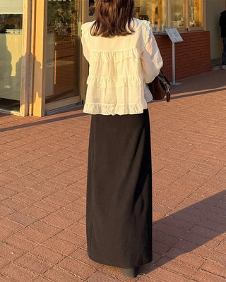 Ribbed maxi long skirt