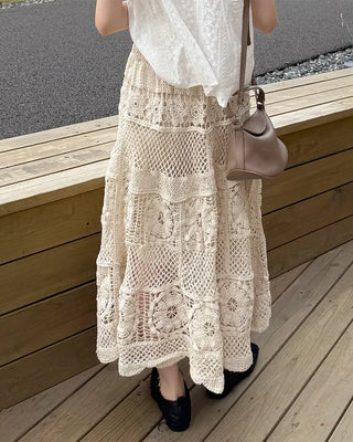 Knitted banded long skirt
