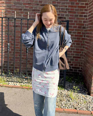 Vintage rose pattern midi skirt