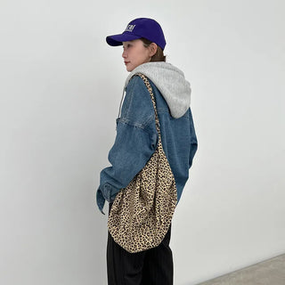 Big leopard print shoulder bag
