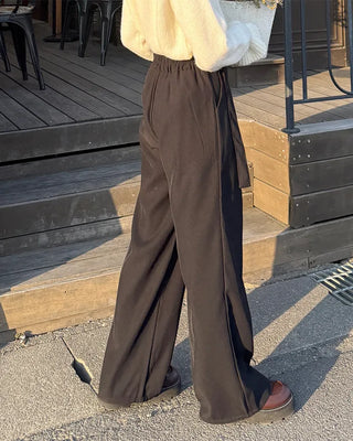 Belted back elastic waist slacks