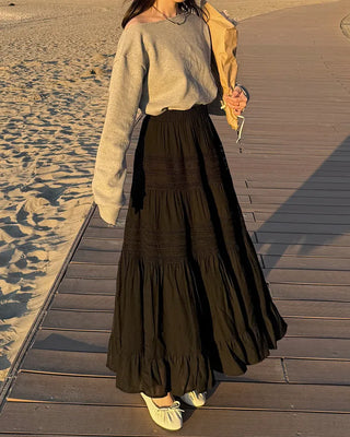 Lace tiered long skirt
