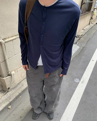 Layered Rib Button Cardigan