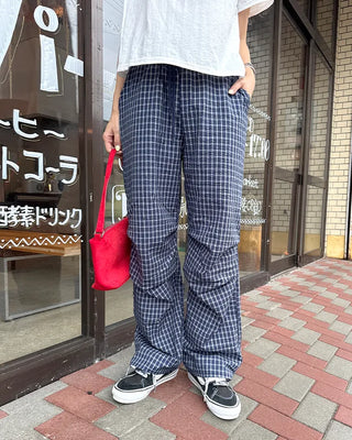 Checked Parachute Banding Pants