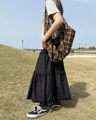 Tassel tiered long skirt