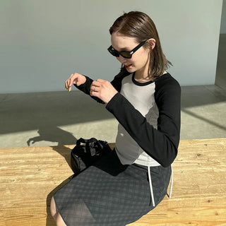 Checked midi skirt