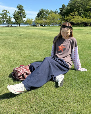 Vintage star print sleeve striped T-shirt
