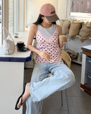 Dot lace point camisole