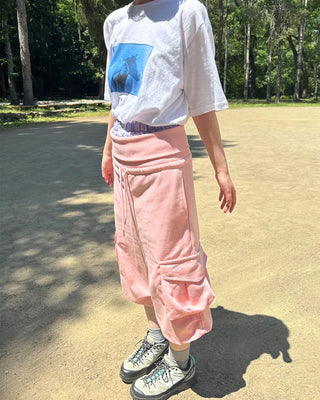 Wide-waist pocket Bermuda shorts