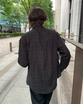 Vintage check pattern summer shirt