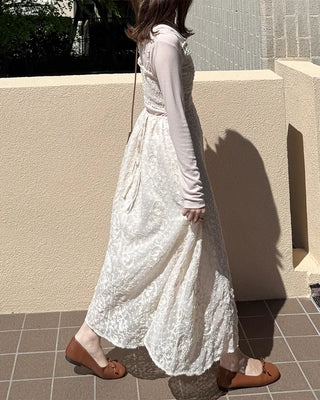 Lace strap detail camisole long dress