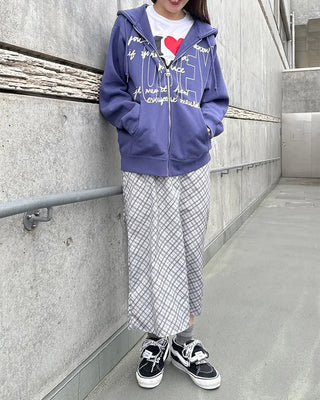 Checked long skirt