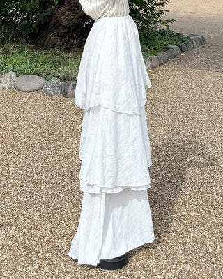 Asymmetrical tiered banded long skirt