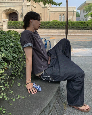 Checked Roll-Up Short-Sleeve T-Shirt